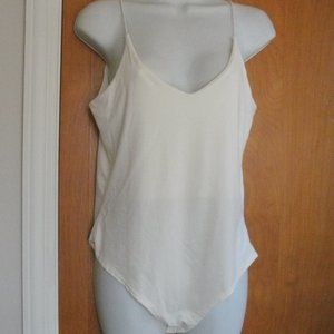 NWT Gaze Soft Knit Cream Ivory Sleeveless Bodysuit 96% polyester 4% spandex ~ L